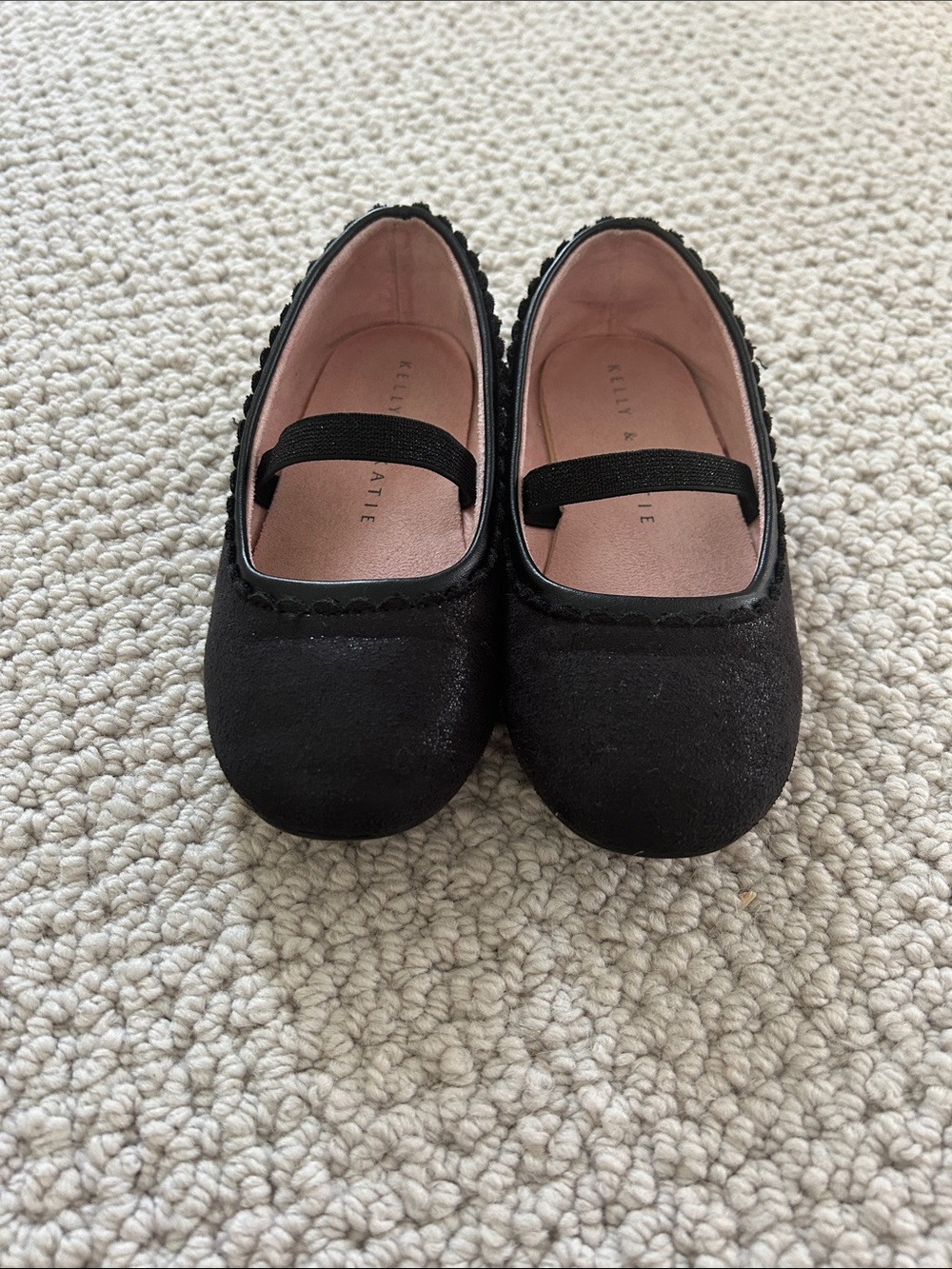Kelly & Katie Black Girl's Mary Jane Flats with Elastic Strap